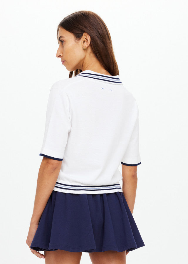 Archie Collared Knit Polo - White