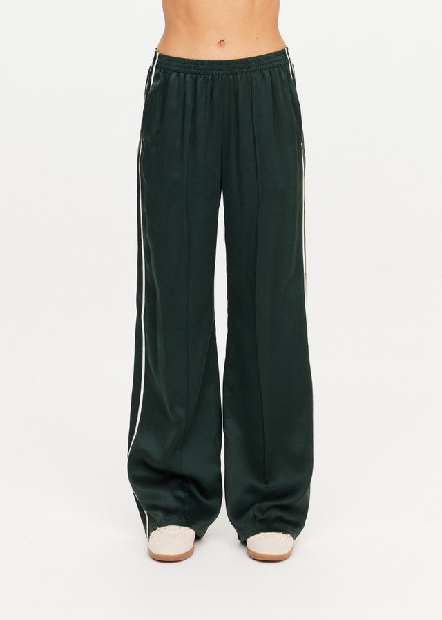 Marine Silk Wide Leg Pant - Jungle Green The Upside