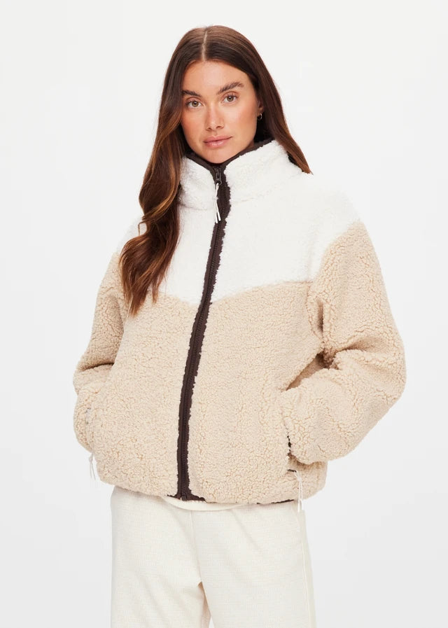 Harlow Fleece Zip Through - Pebble The Upside