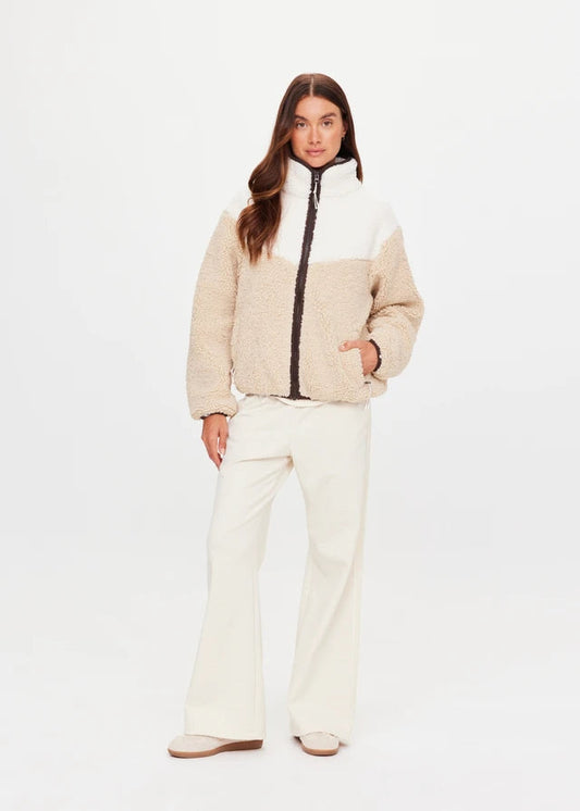 Harlow Fleece Zip Through - Pebble The Upside