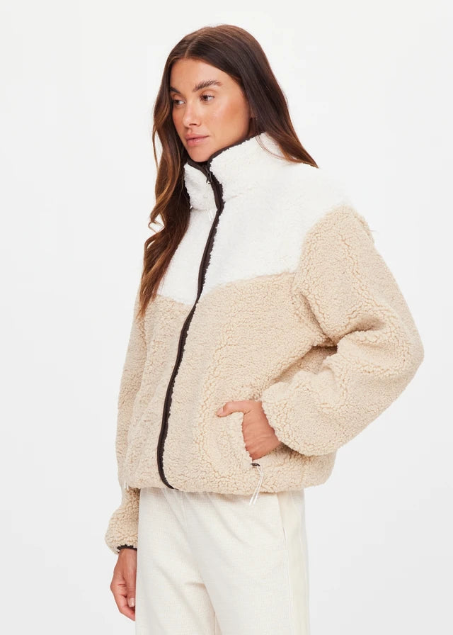 Harlow Fleece Zip Through - Pebble The Upside