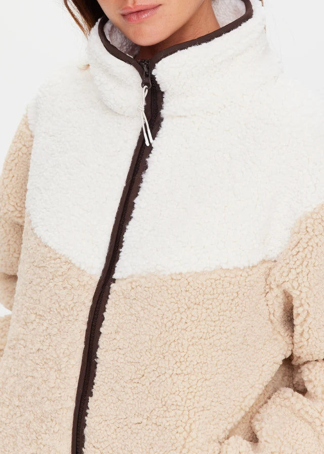 Harlow Fleece Zip Through - Pebble The Upside