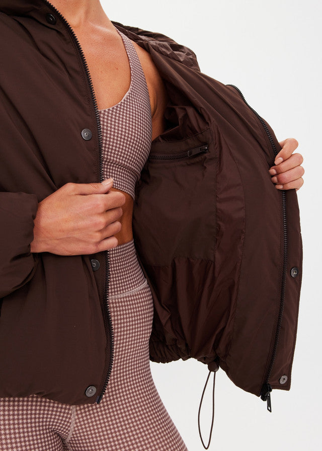 Mercer Hooded Puffer Jacket - Cocoa The Upside