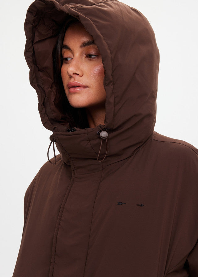 Mercer Hooded Puffer Jacket - Cocoa The Upside