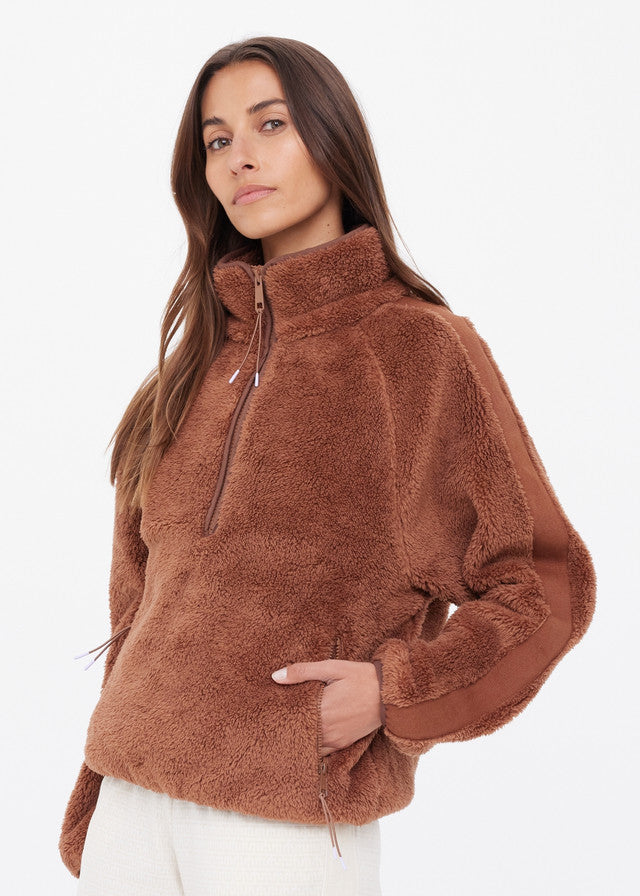 Harlow Fleece Pullover - Walnut The Upside