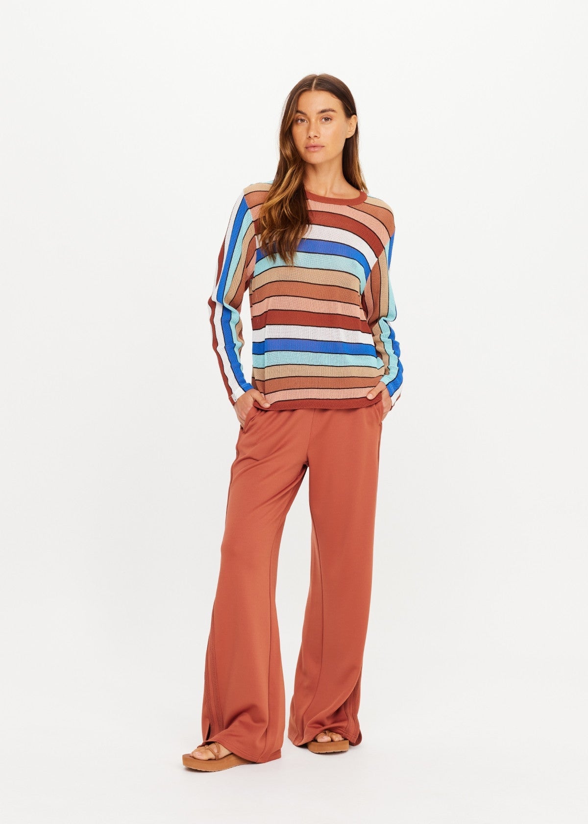 Iza Milla Long Sleeve Knit Top - Stripe The Upside