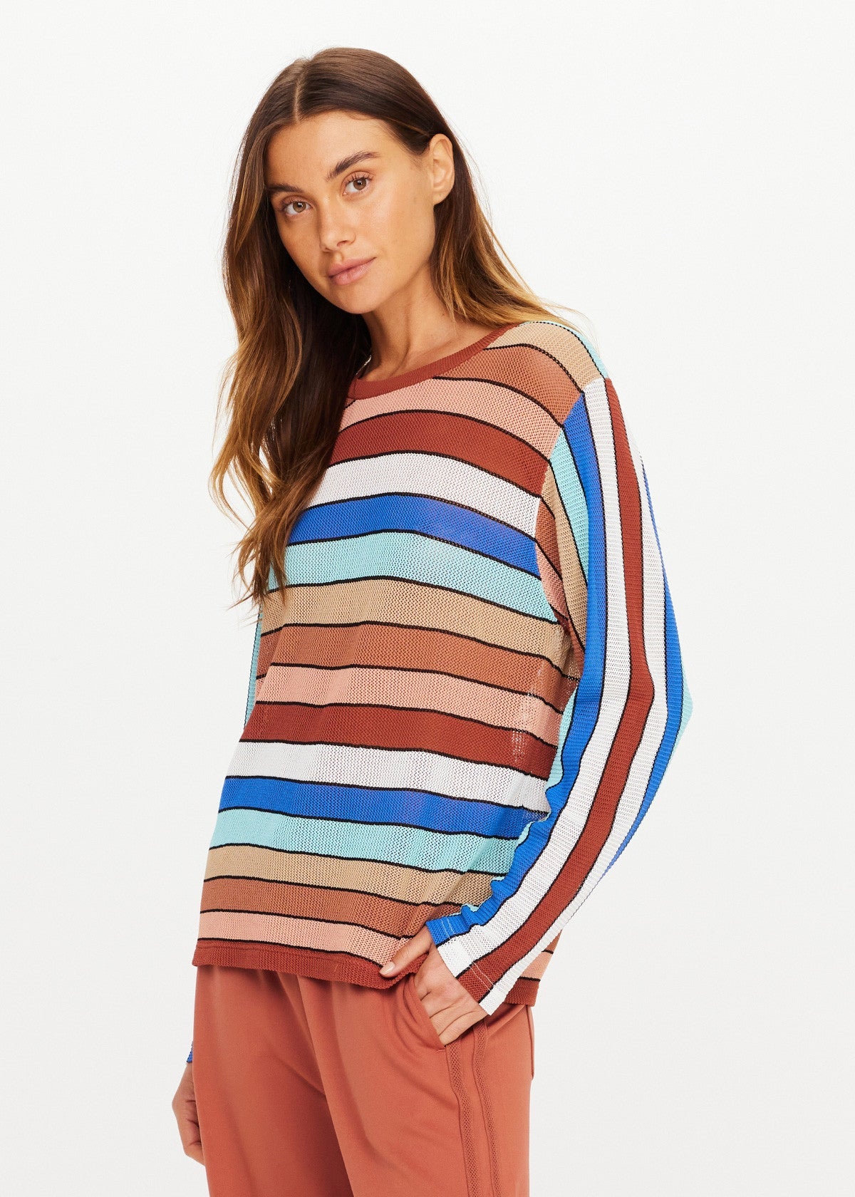 Iza Milla Long Sleeve Knit Top - Stripe The Upside