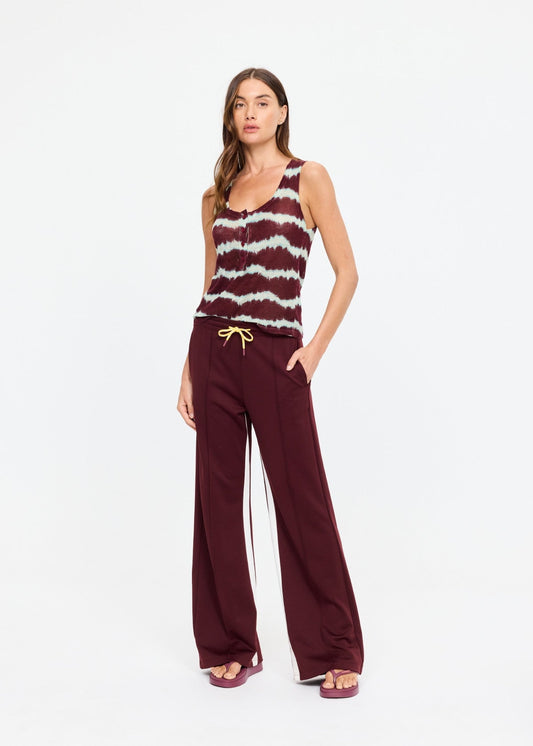 Marine Panelled Wide Leg Pant - Bordeaux The Upside