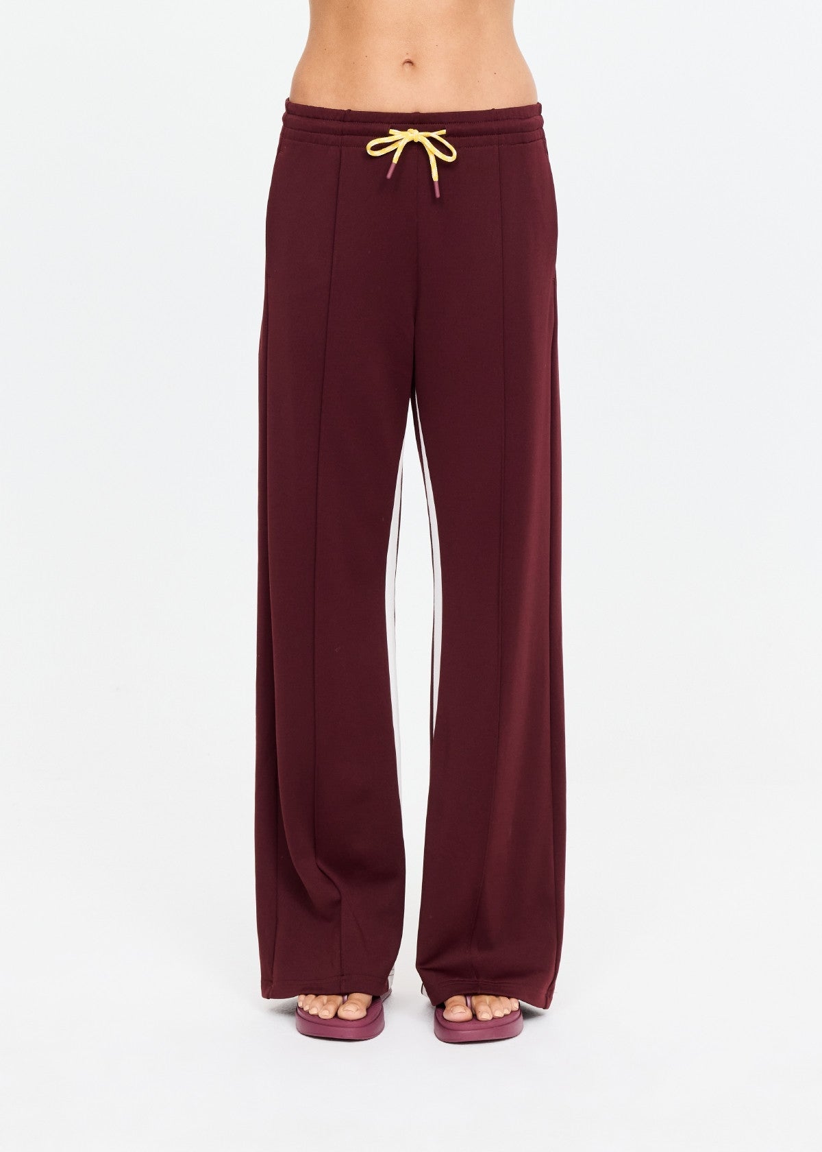 Marine Panelled Wide Leg Pant - Bordeaux The Upside