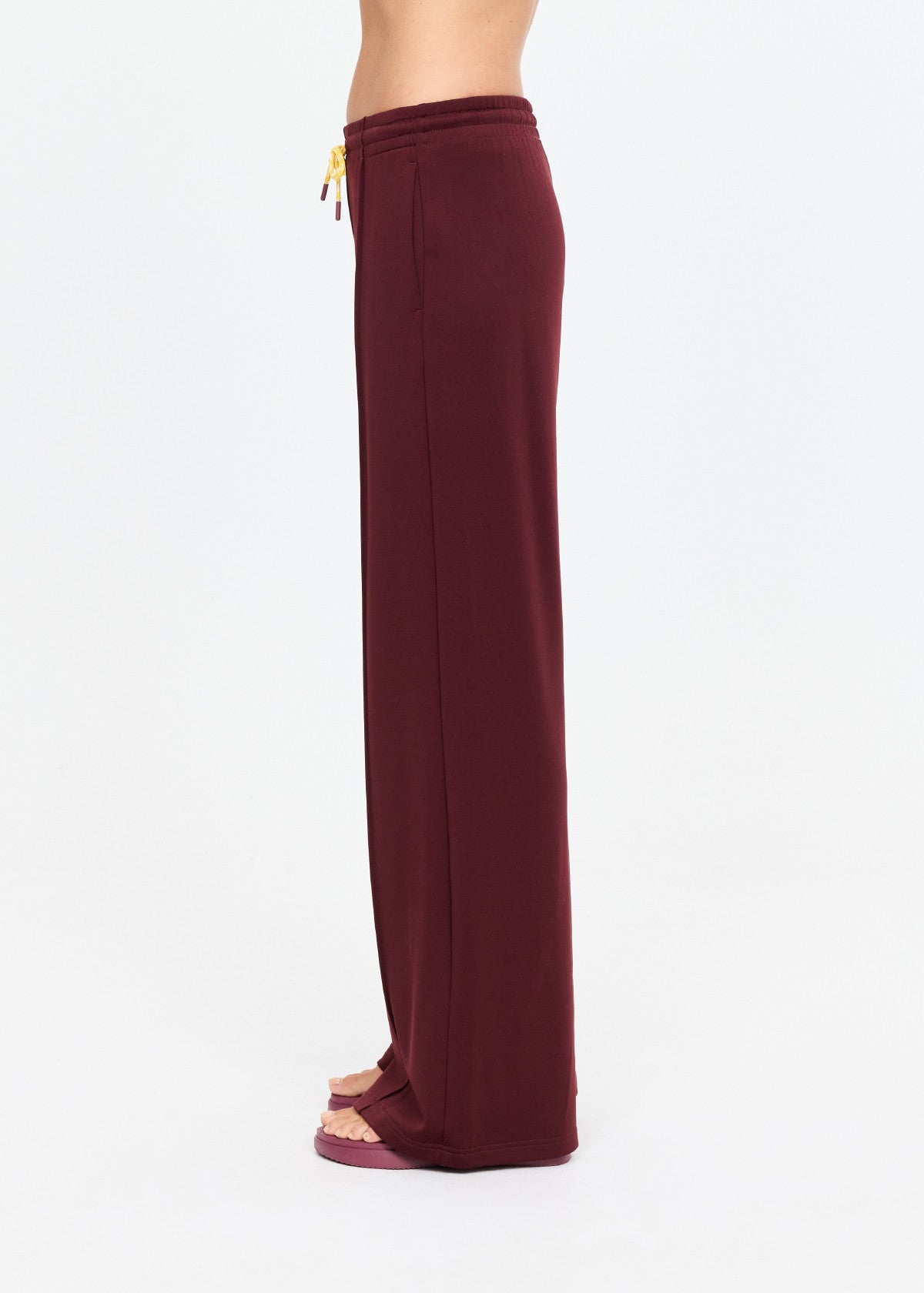 Marine Panelled Wide Leg Pant - Bordeaux The Upside