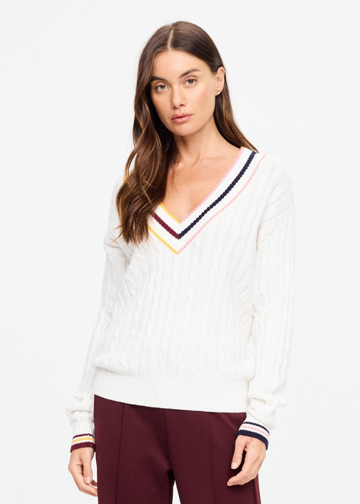 Josette V Neck Sweater - Cream The Upside