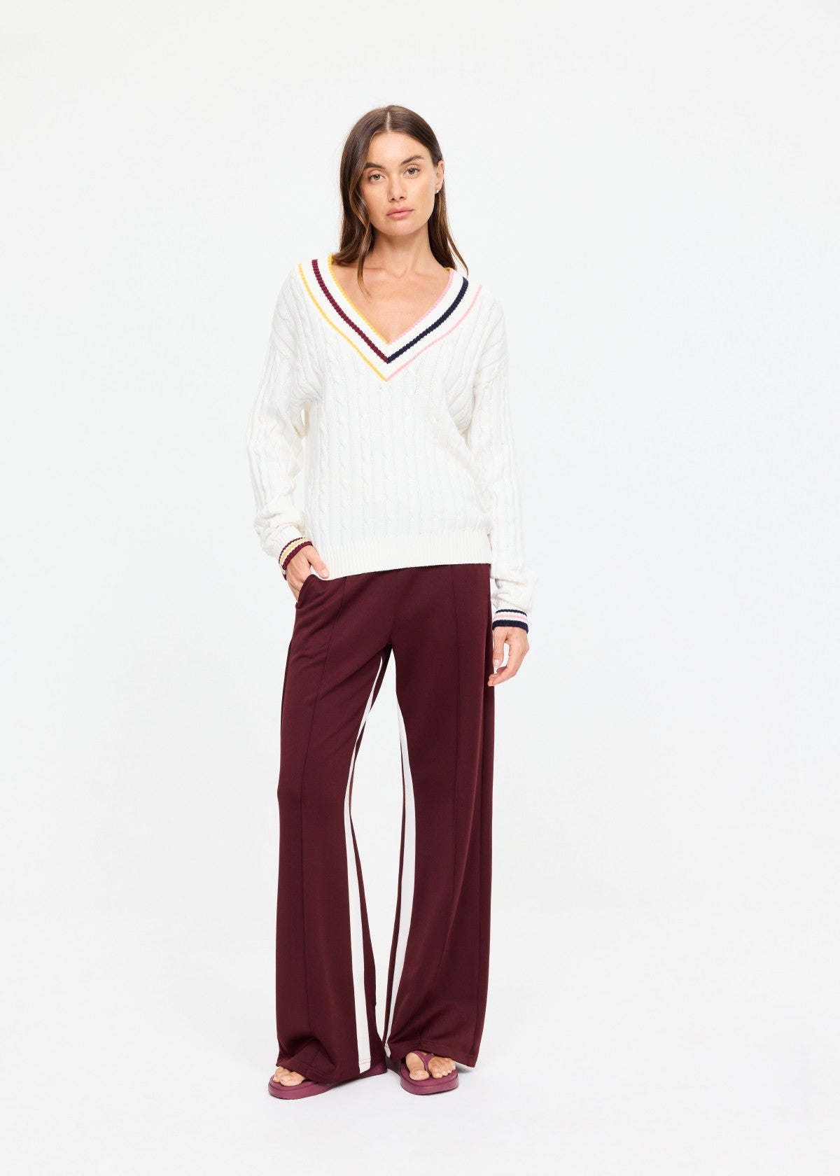 Josette V Neck Sweater - Cream The Upside