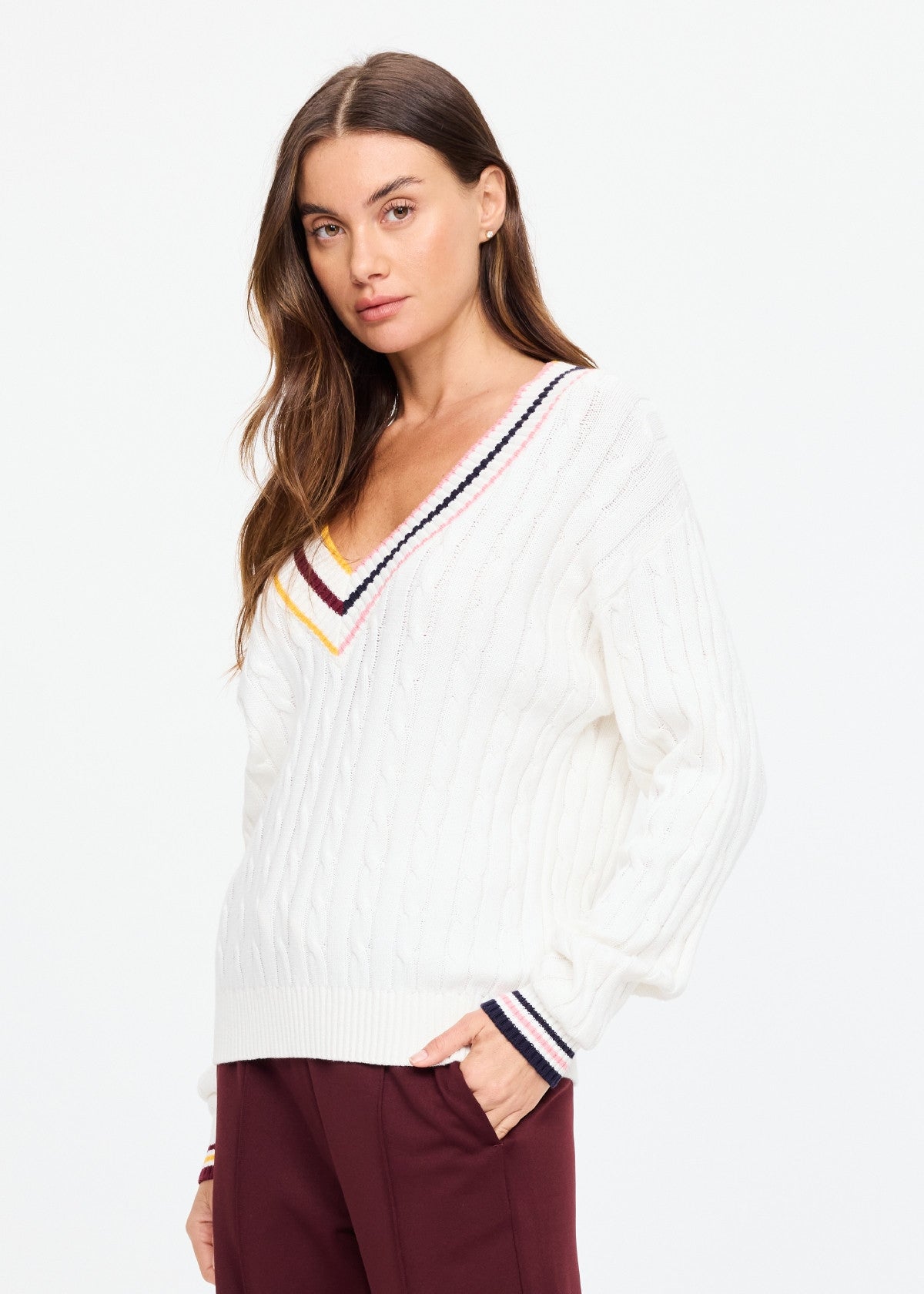 Josette V Neck Sweater - Cream The Upside