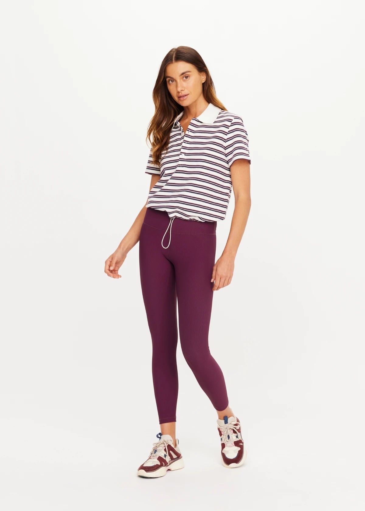 Sophie Cropped Polo Shirt - Stripe The Upside