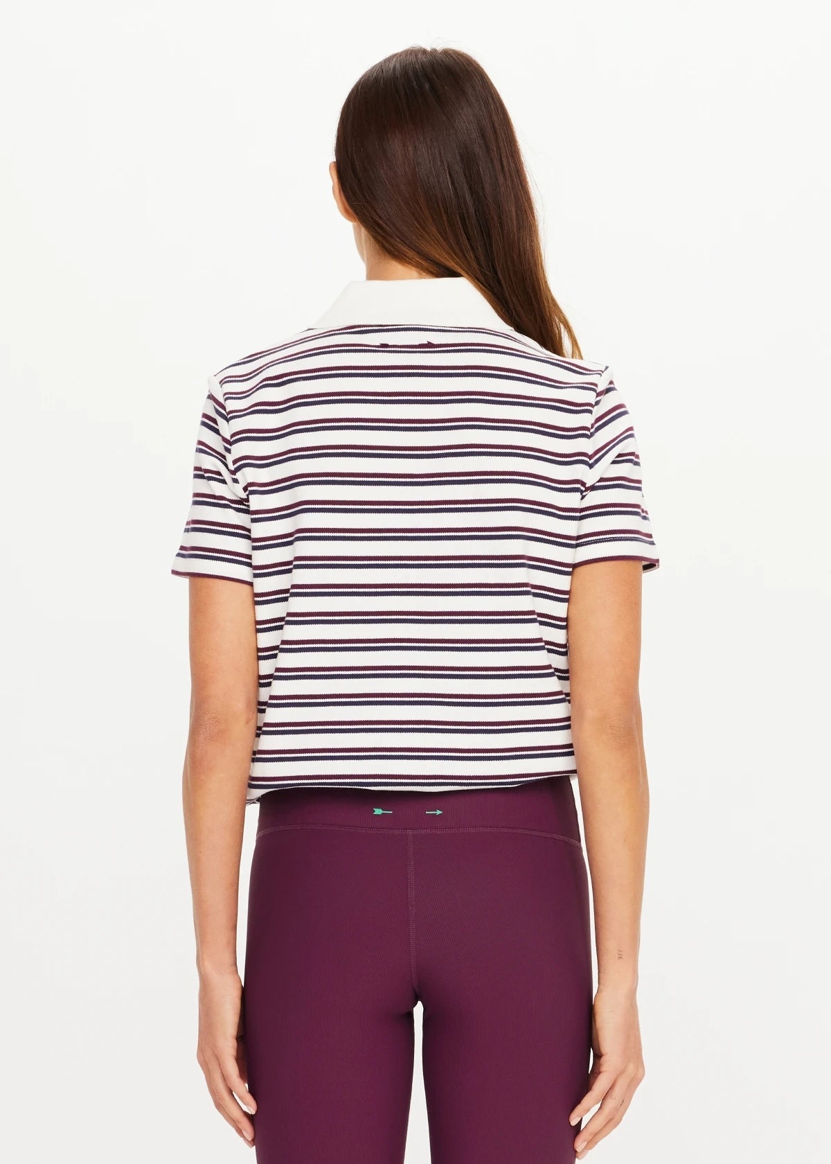 Sophie Cropped Polo Shirt - Stripe The Upside