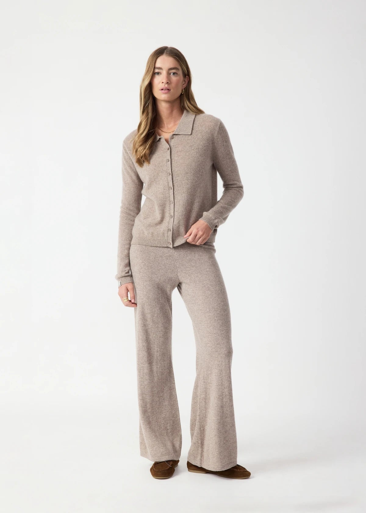 Aimee Cashmere Collared Cardigan - Melange The Upside
