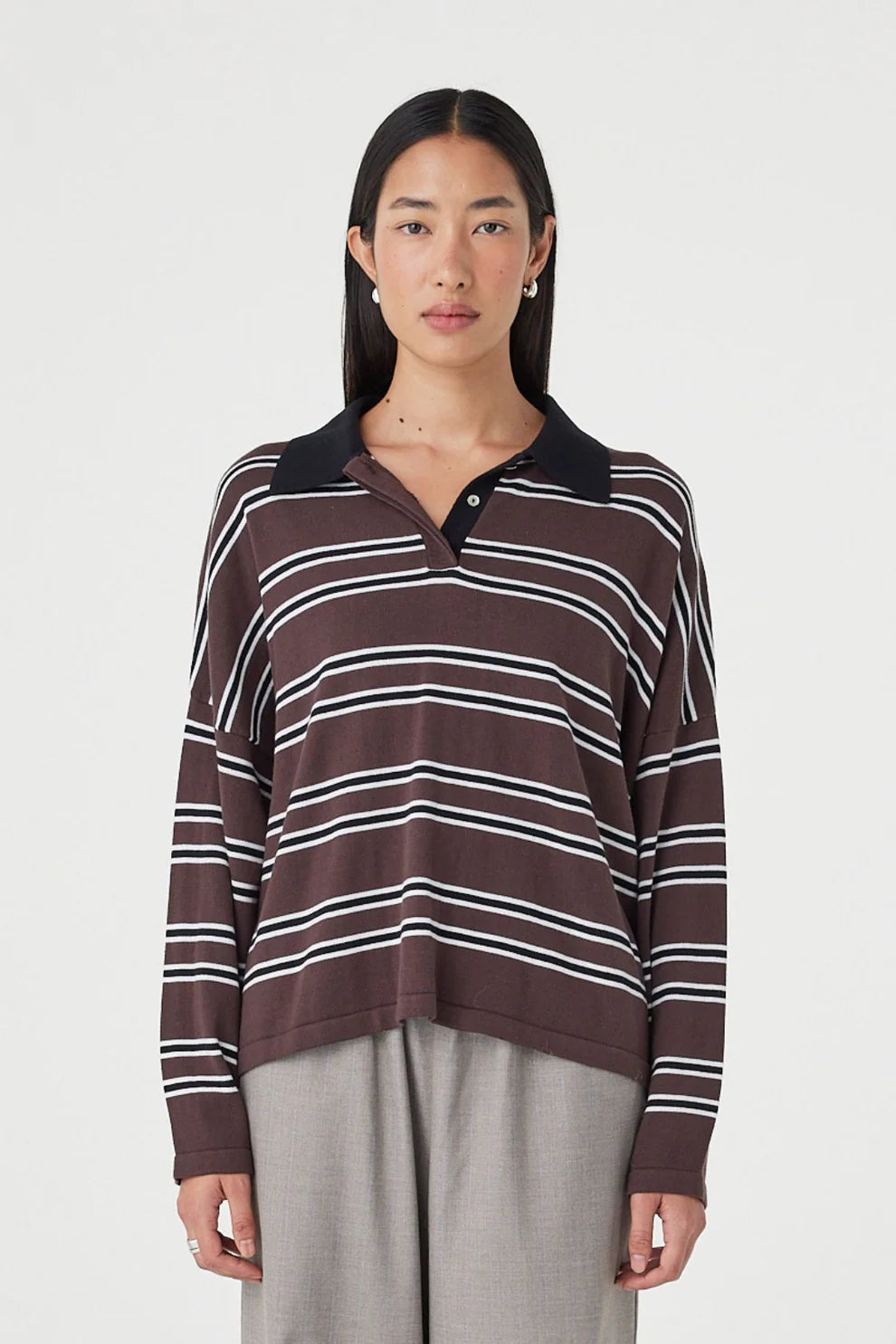 Rayne Knit Jersey - Espresso Black and Cream Arcaa
