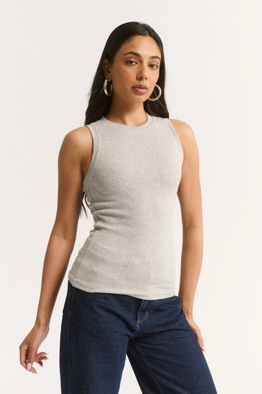 Carina Crew Tank - Pewter Marle Primi