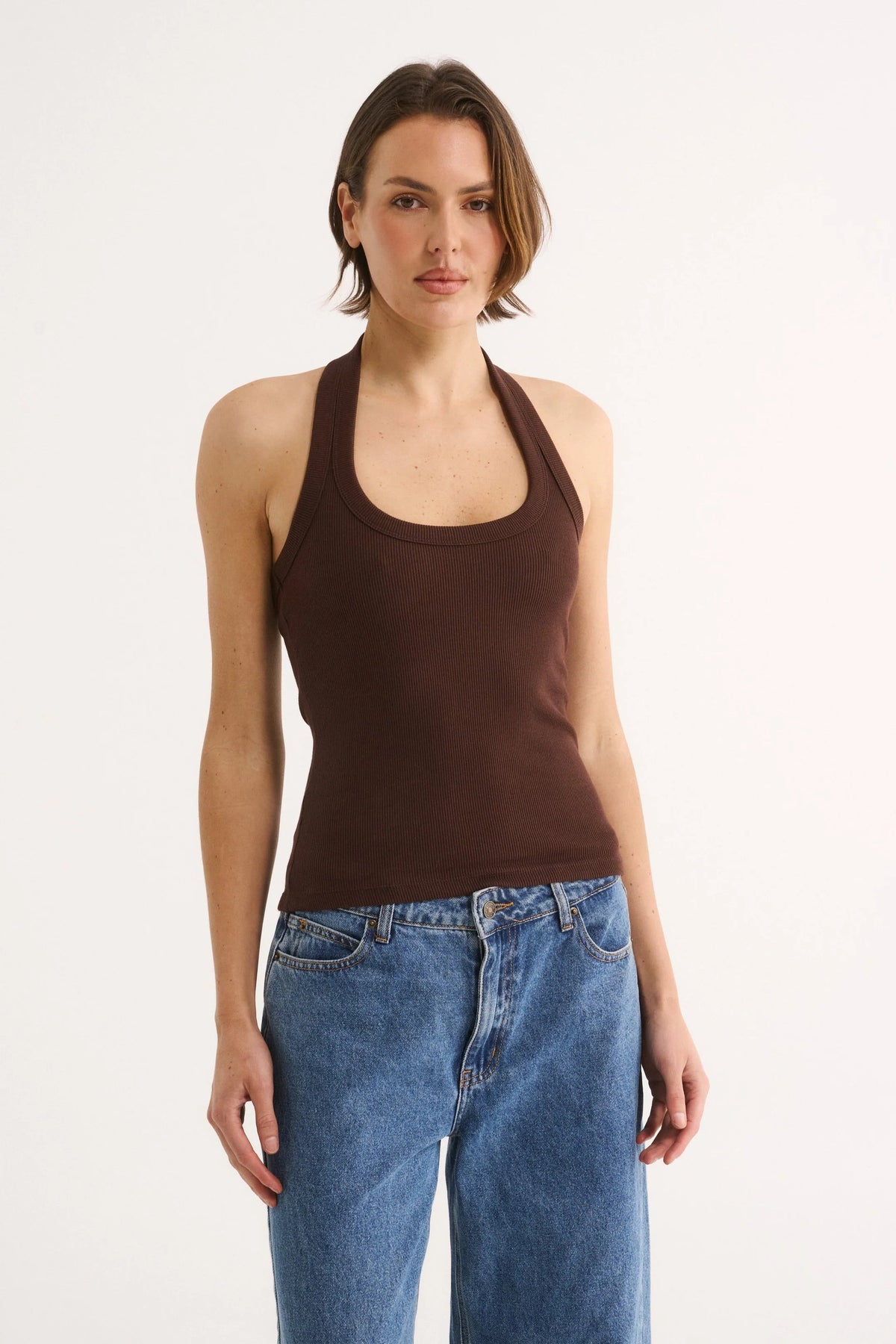 Harmony Halter Tank - Cocoa Primi