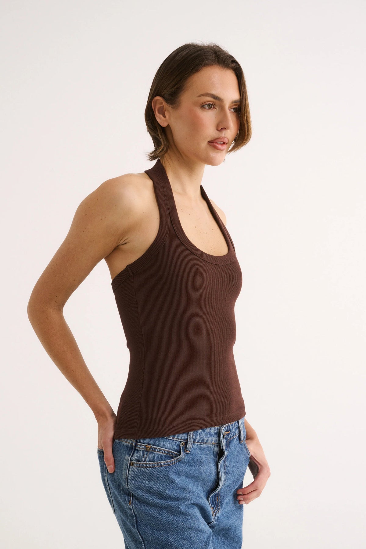 Harmony Halter Tank - Cocoa Primi
