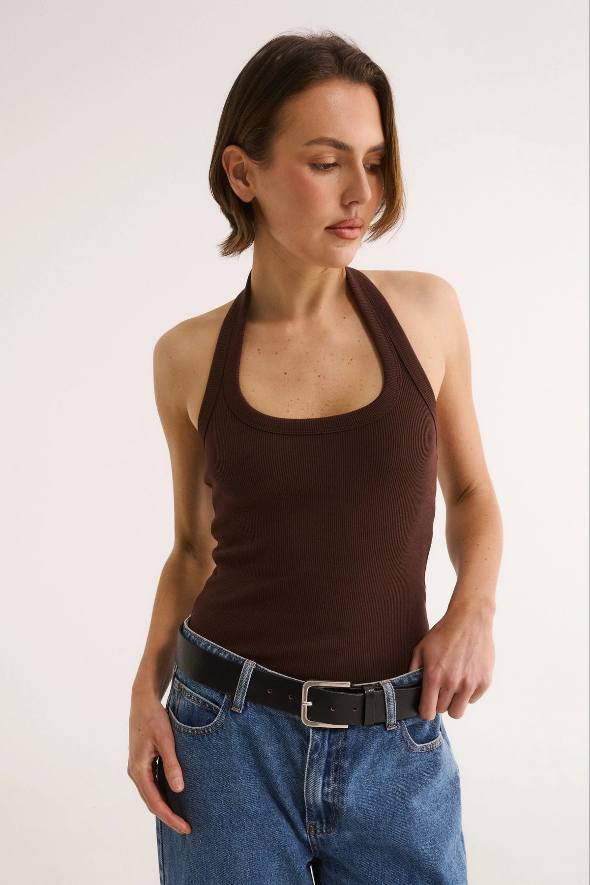 Harmony Halter Tank - Cocoa Primi