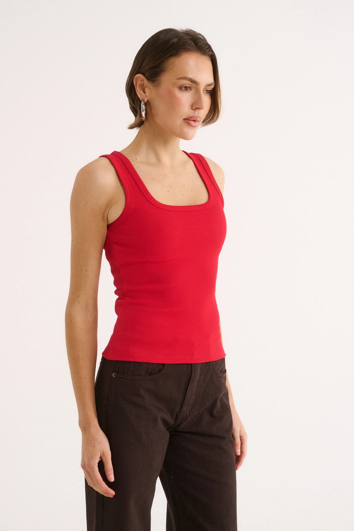 Harmony Square Neck Tank - Radiant Red Primi