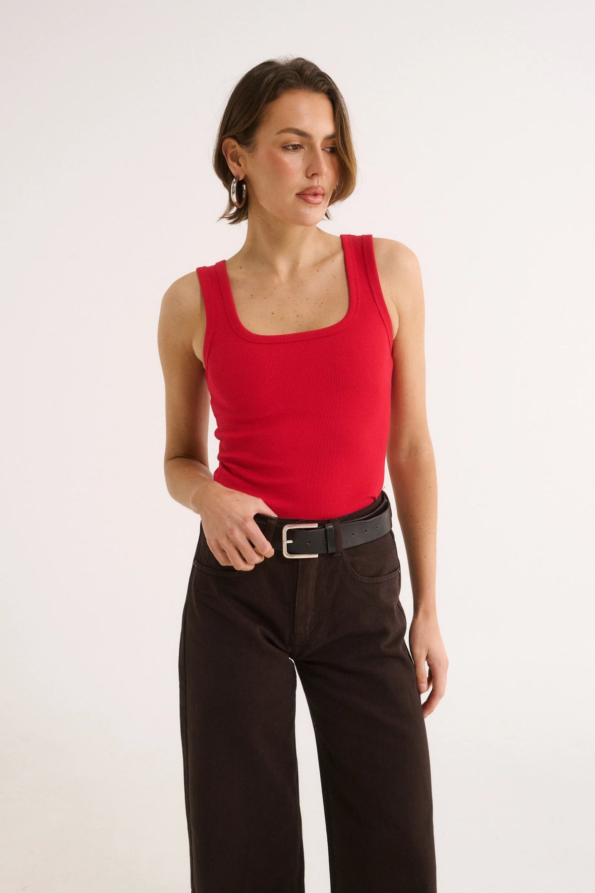 Harmony Square Neck Tank - Radiant Red Primi