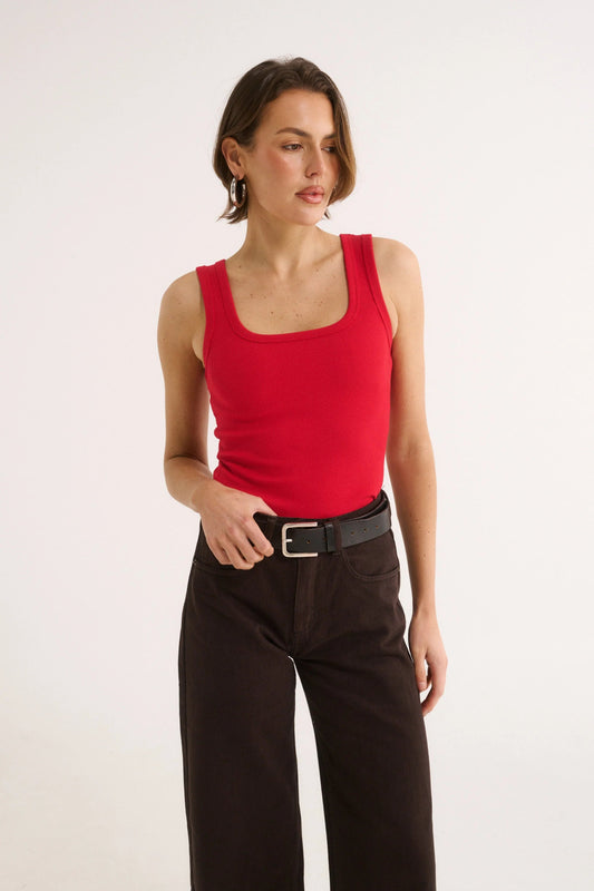 Harmony Square Neck Tank - Radiant Red Primi