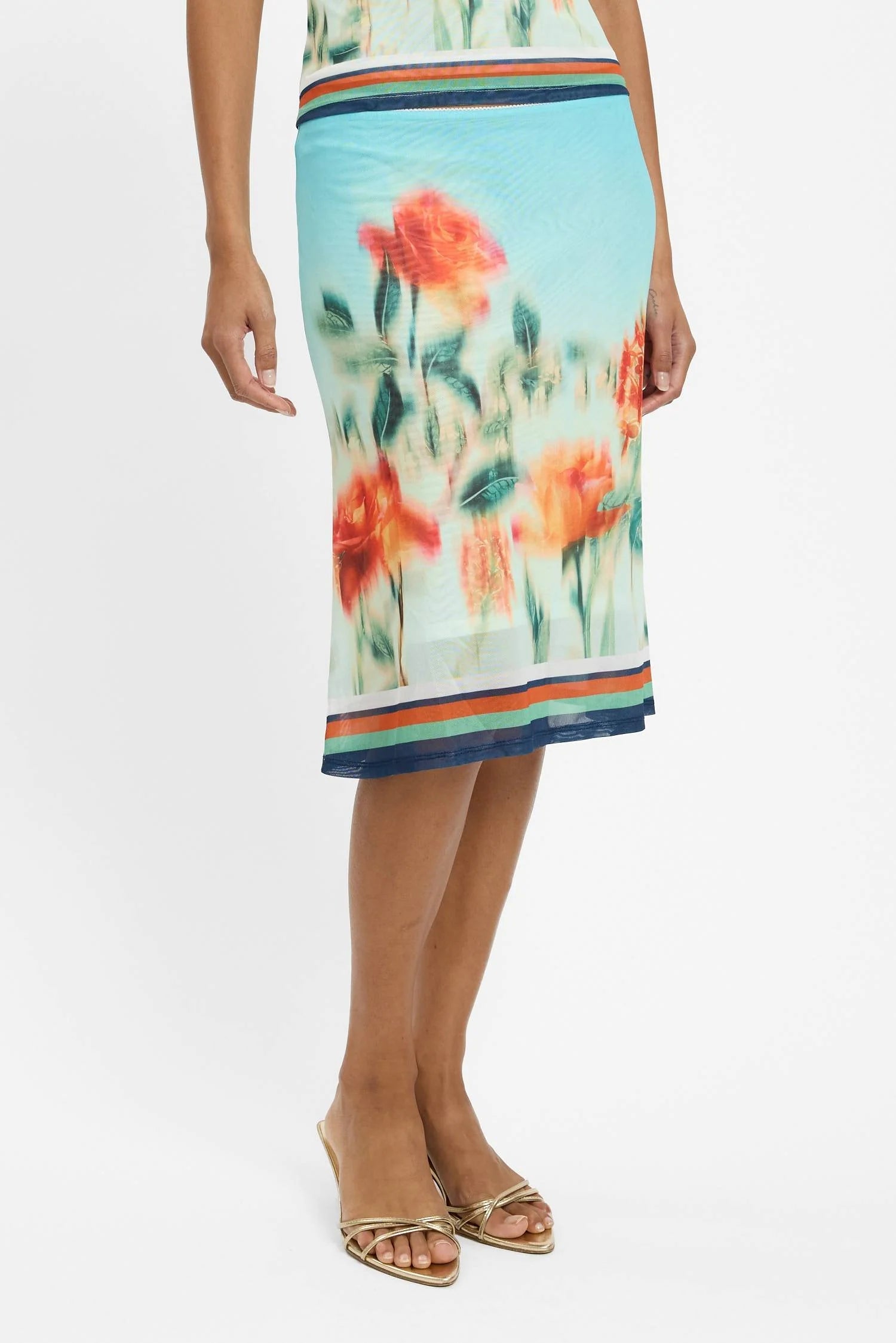 Midi Skirt - Mesh Baby Blue With Harper Lu