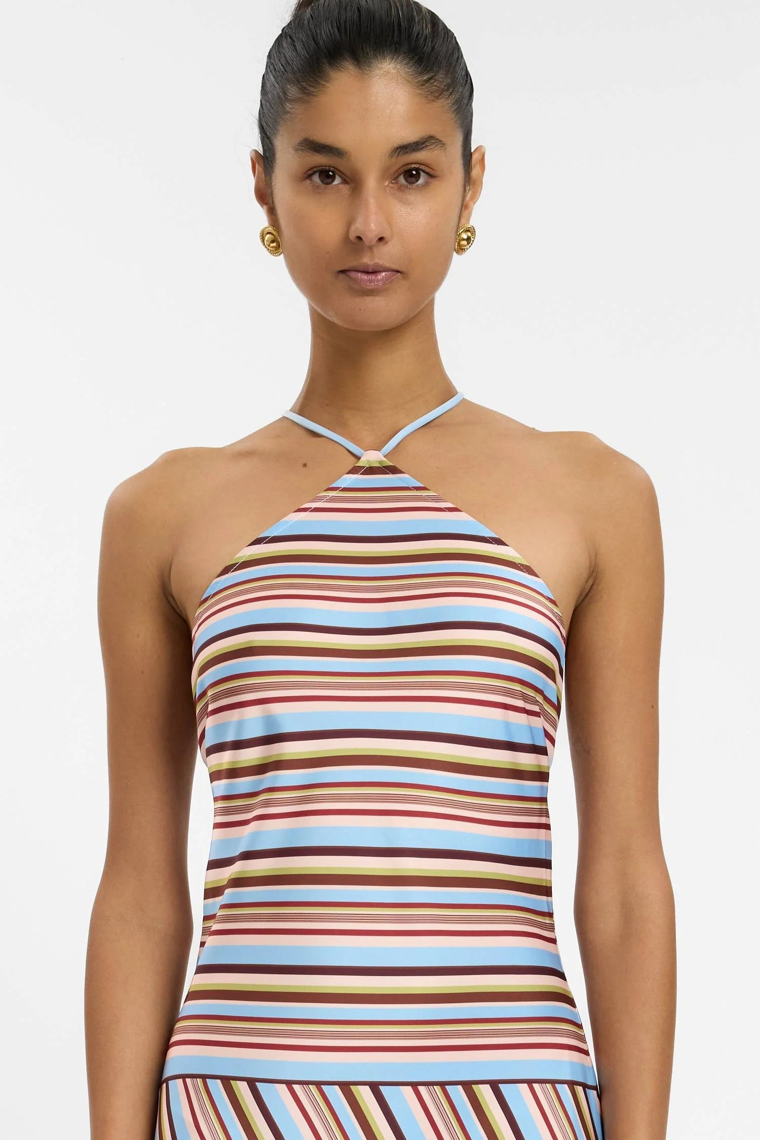 Halter Maxi Dress - Vintage Stripe With Harper Lu