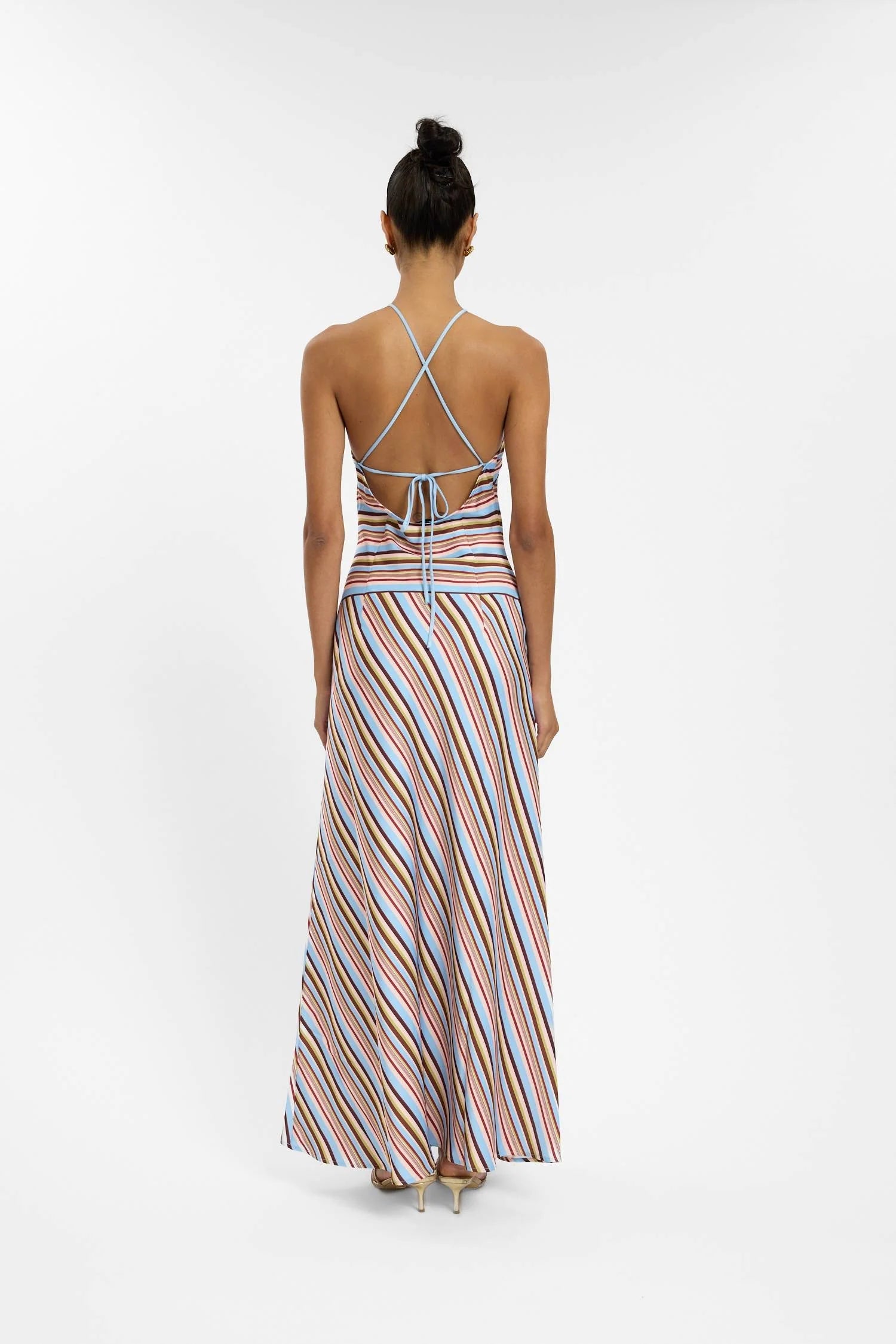 Halter Maxi Dress - Vintage Stripe With Harper Lu