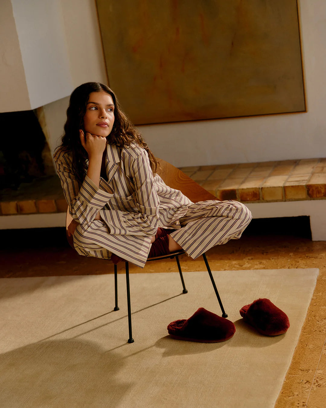 Sheepskin Slippers - Wine Hommey
