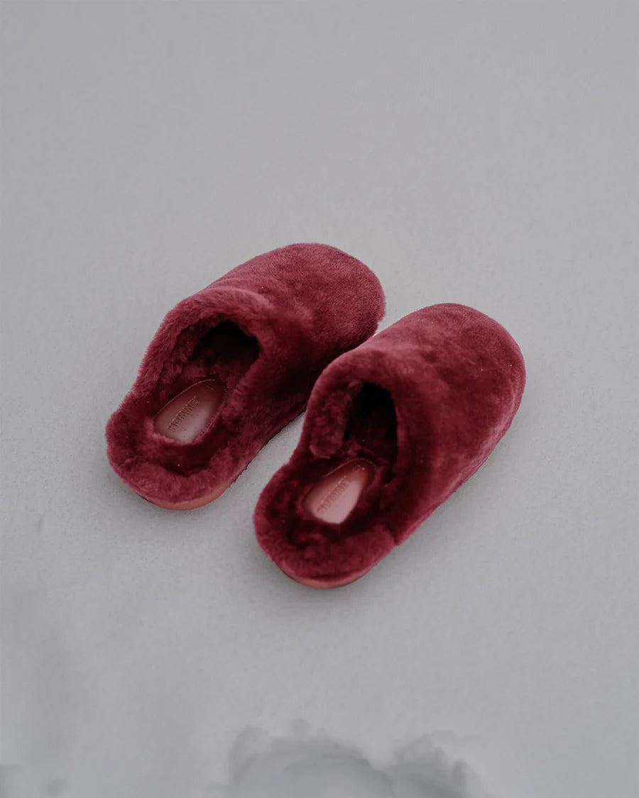 Sheepskin Slippers - Wine Hommey
