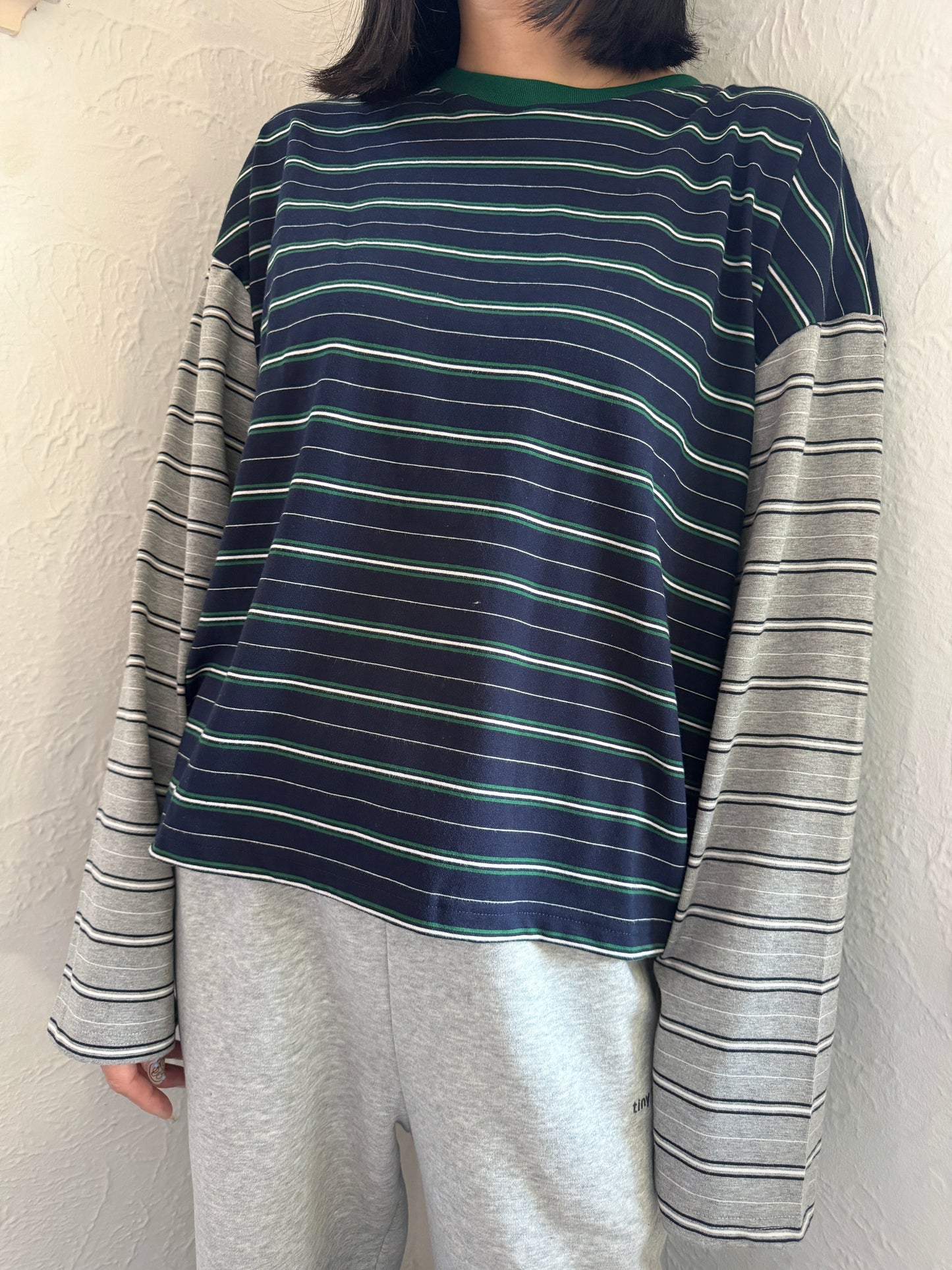 Kennedy Stripe LS Tee - Navy/Grey Tiny Trove