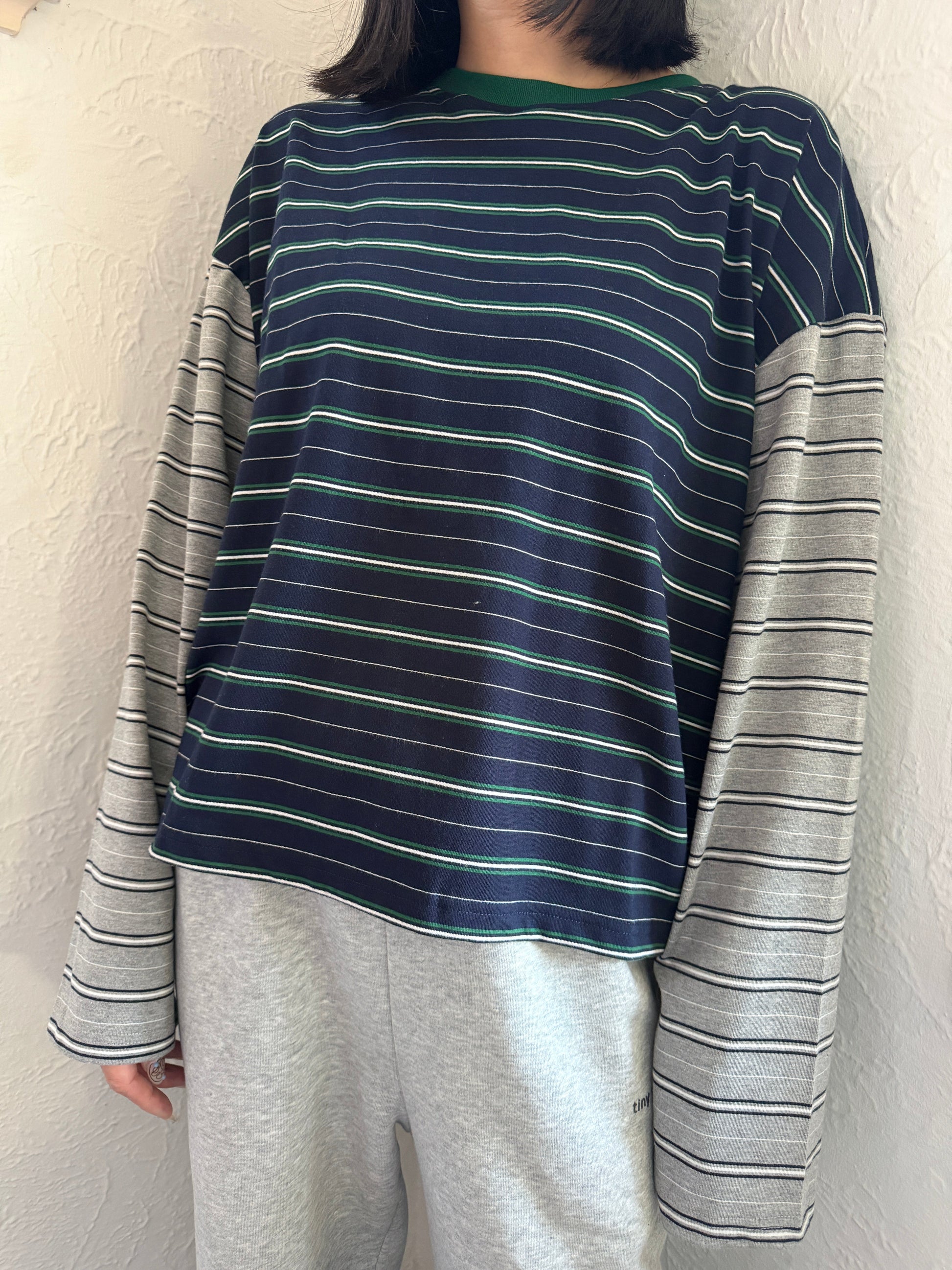 Kennedy Stripe LS Tee - Navy/Grey Tiny Trove