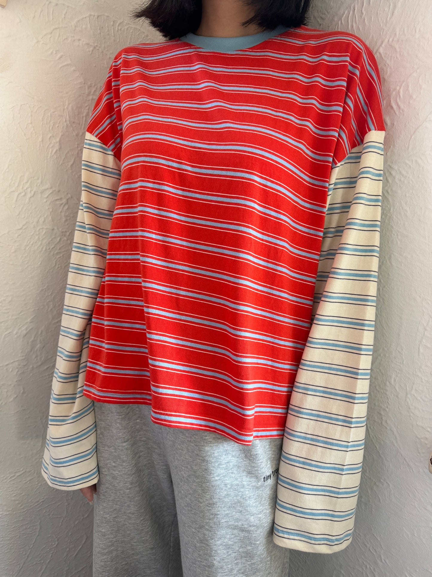 Kennedy Stripe LS Tee - Poppy/Cream Tiny Trove