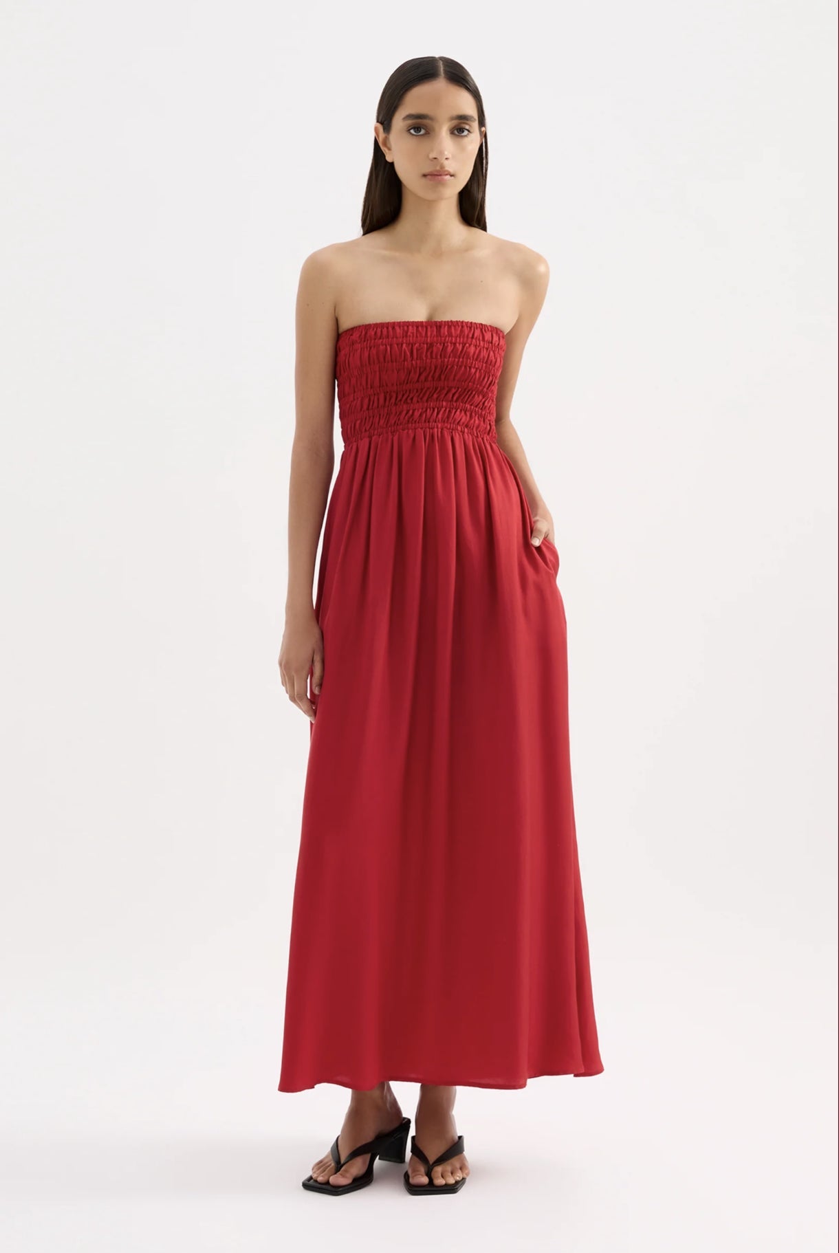 Zuri Tencel Maxi Dress - Crimson Nude Lucy