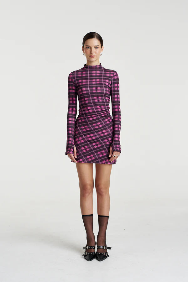 LS Mini A-Line Dress - Azalea Plaid Summi Summi