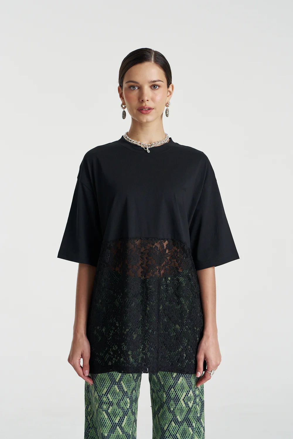 Lace Panel Tee - Black Summi Summi
