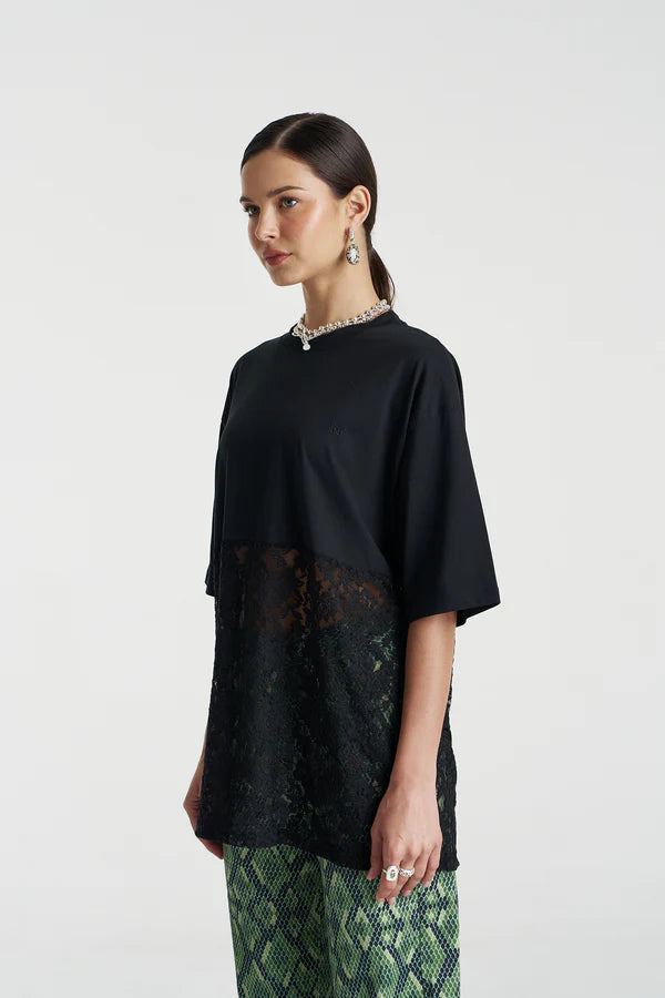 Lace Panel Tee - Black Summi Summi