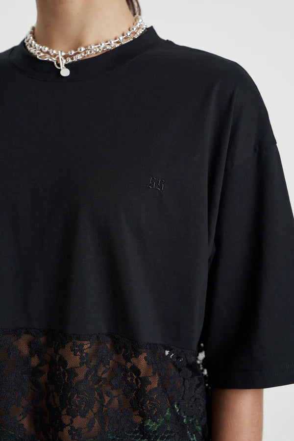 Lace Panel Tee - Black Summi Summi