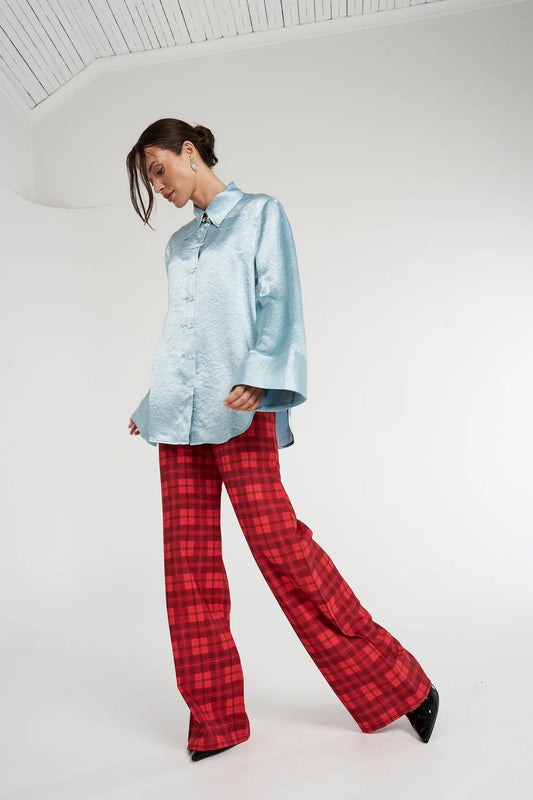 Tippi Pant High Waisted - Firey Red Plaid Summi Summi