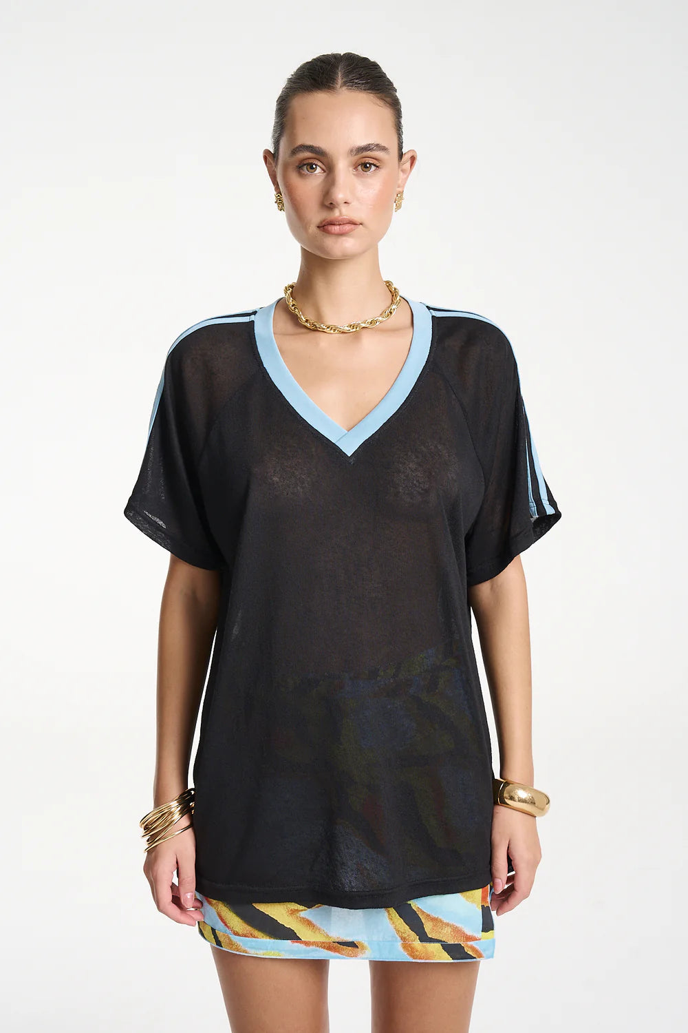 V Neck Jersey - Black/Blue Summi Summi