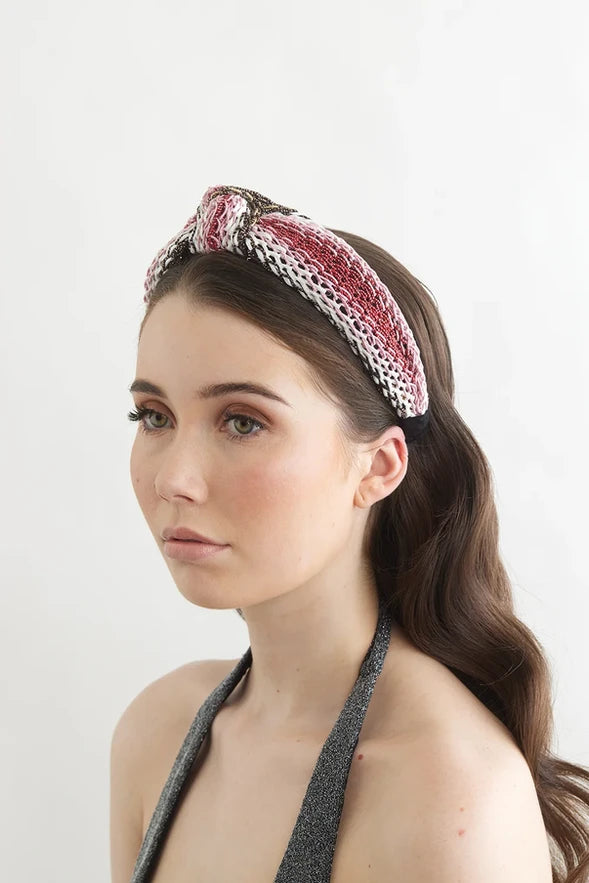 bowies world Milan Headband - Black/Red at cloth in brick side view 