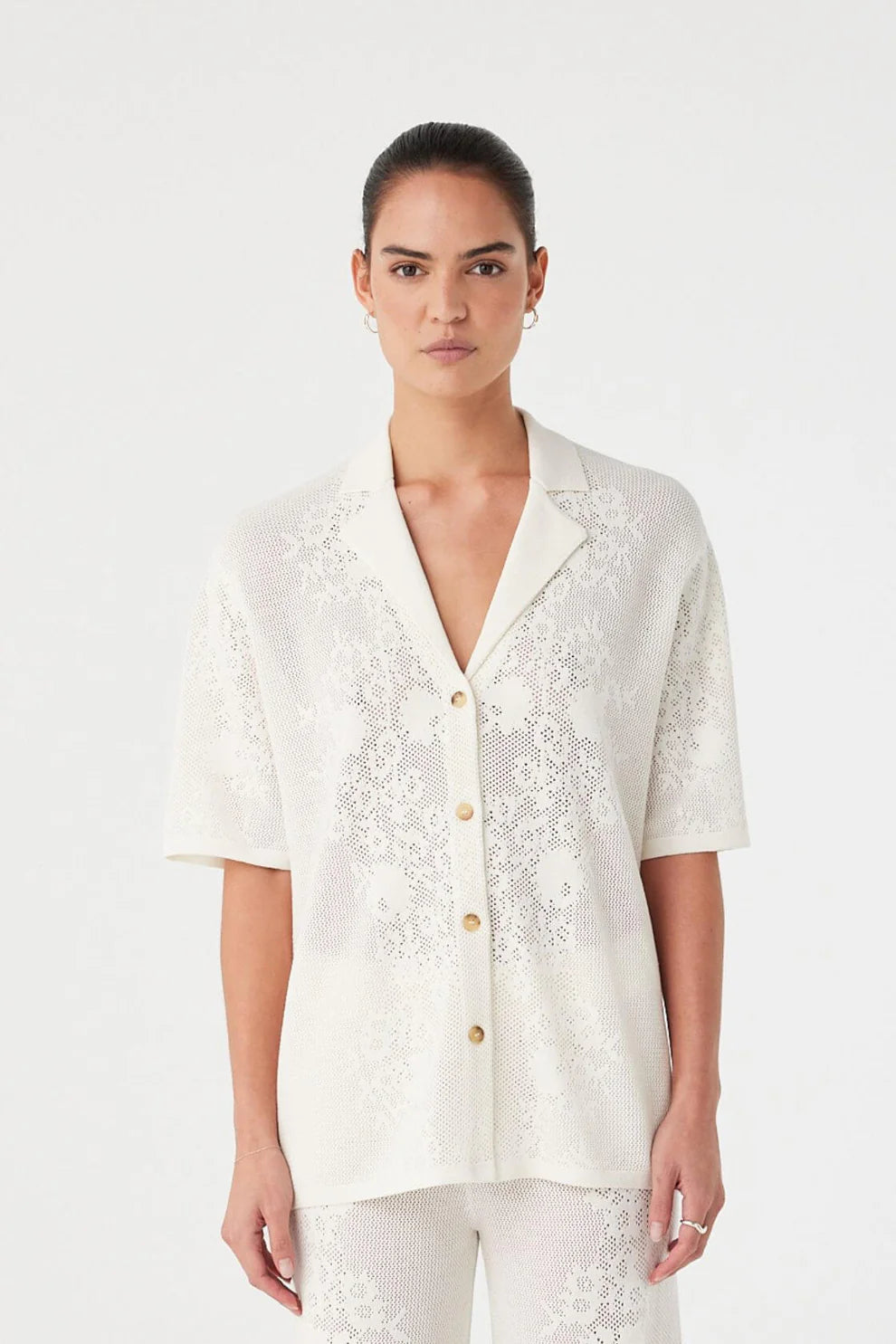 Aster Crochet Shirt - Cream Arcaa