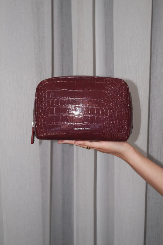 Gia Make Up Bag - Burgundy Croc Georgia Mae