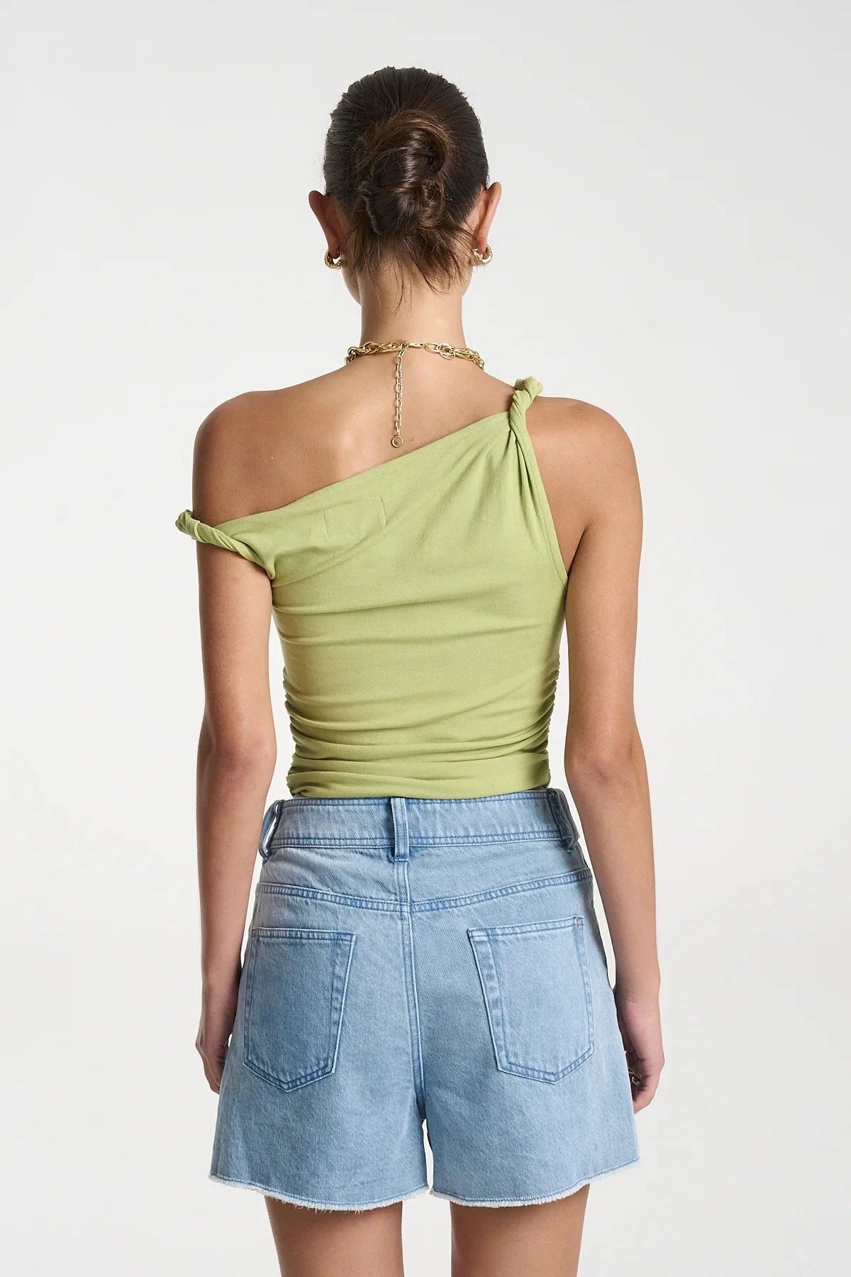 Twist Off Shoulder Top - Apple Green Summi Summi
