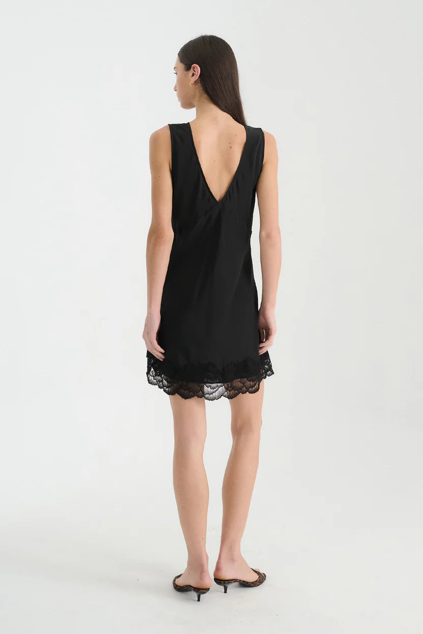 Annie Silk Mini Dress - Noir Rowie