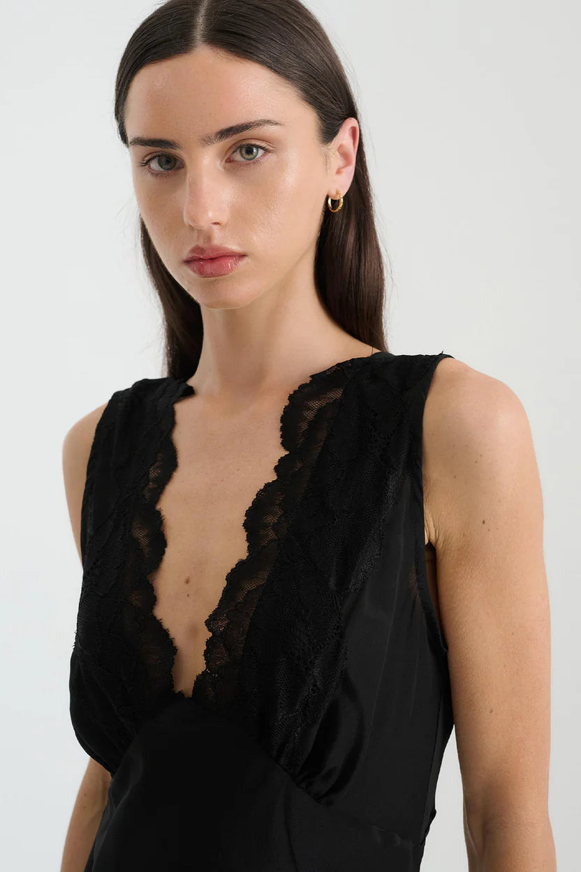 Annie Silk Mini Dress - Noir Rowie
