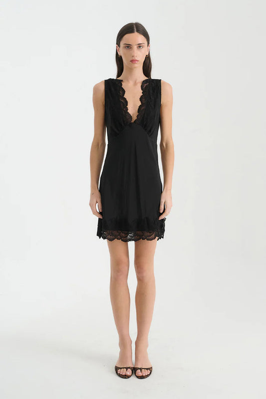 Annie Silk Mini Dress - Noir Rowie